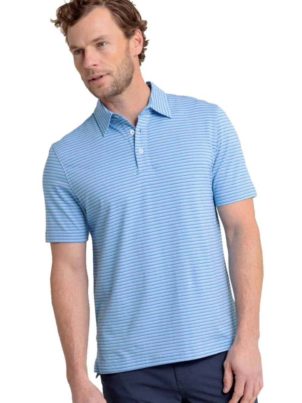 NWT Southern Tide Men's Stripe Polo with Short Sleeves XL Boat Blue